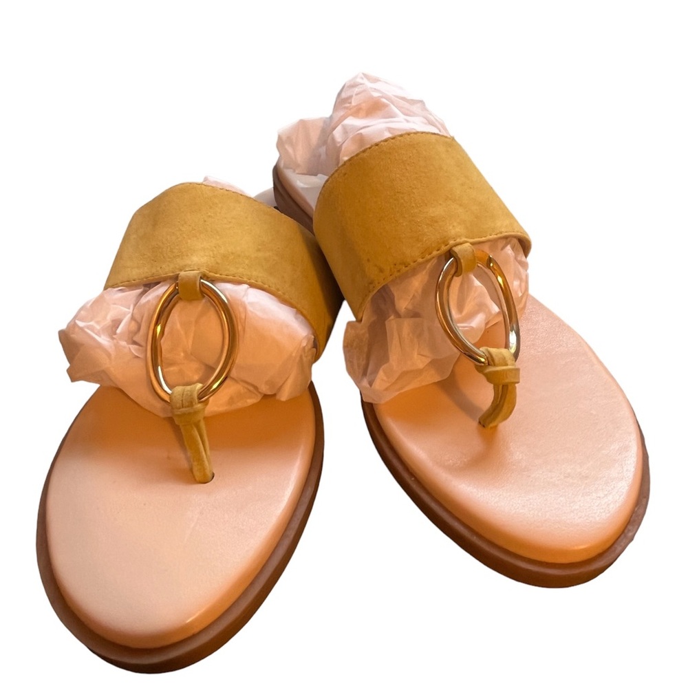 Isaac Mizrahi  Live Suede Leather Slip on Yellow Mustard Sandal NWOB Size 5,1/2